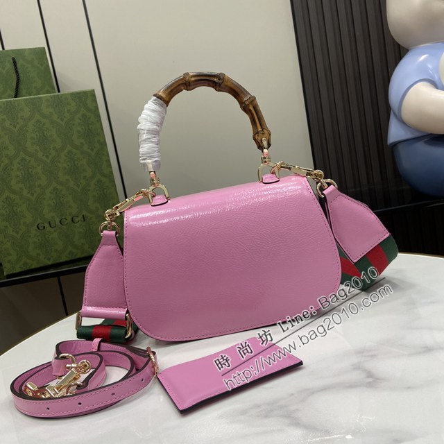 Gucci專櫃古馳最新款Bamboo 1947系列小號竹節手提包 jh2447型號：675797